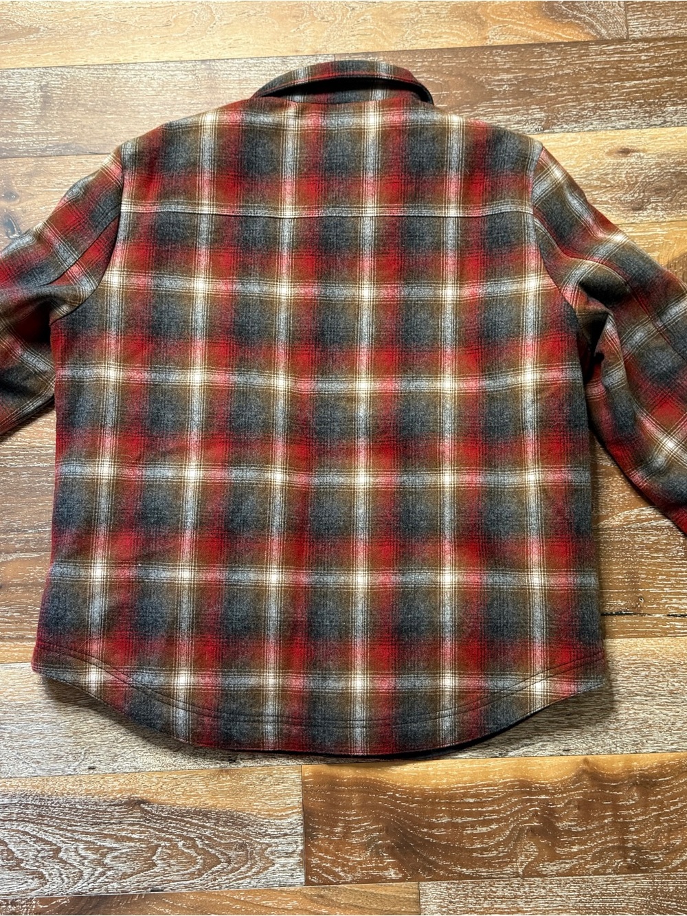 Pendleton Red Plaid Wool Blend Shirt Jacket with Black Chest Pocket / Men’s L - Picture 5 of 11